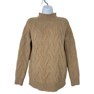 Romeo & Juliet Couture Women's Tan Cable Knit Mock Neck Sweater Size Medium